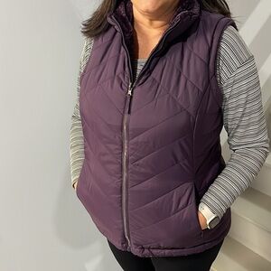 Reversible Plum Puffer/Fleece Vest